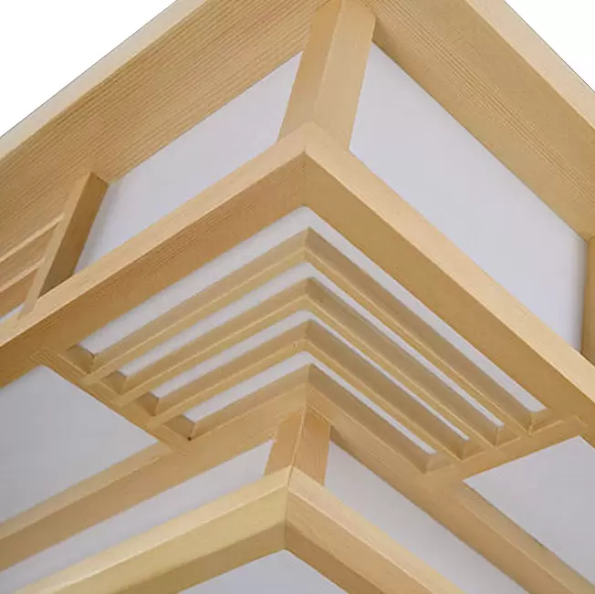 Plafonnier japonais à LED - En bois massif - Géométrie créative - Pour salon, chambre à coucher