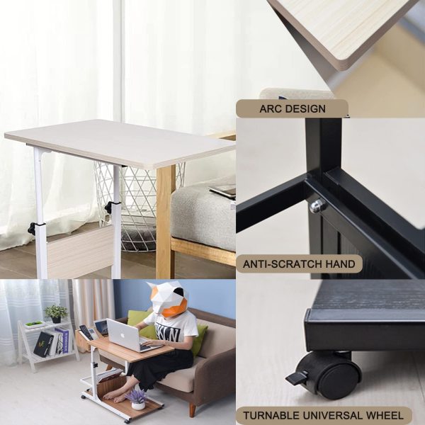 Bureau réglable pour ordinateur portable - Bureau portable - Table de chevet réglable en hauteur Bureau réglable pour ordinateur portable - Bureau portable - Table de chevet réglable en hauteur