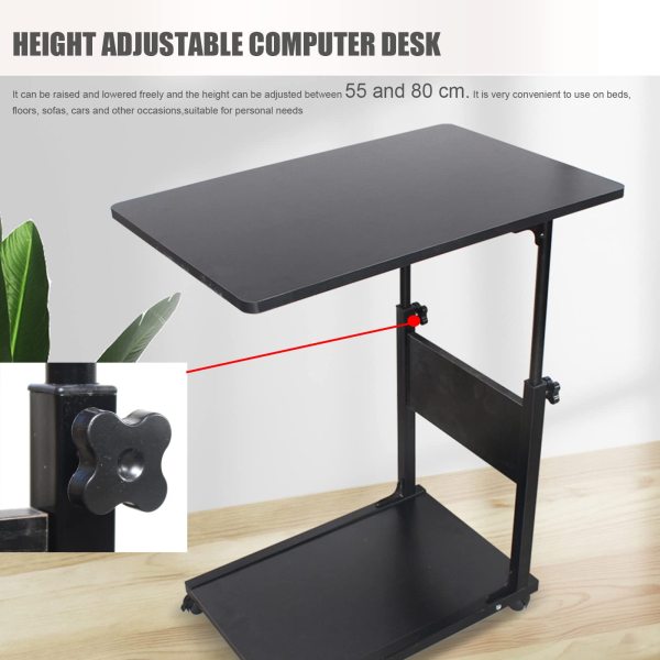 Table de chevet mobile - En métal - Hauteur réglable en hauteur - Avec roulettes - MDF - 50,00 x 35,00 x 55,00 cm - En osier noir Table de chevet mobile - En métal - Hauteur réglable en hauteur - Avec roulettes - MDF - 50,00 x 35,00 x 55,00 cm - En osier noir