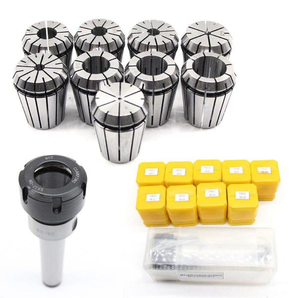 Mandrin de serrage M12 MK3 ER32 + jeu de 9 pinces de serrage 2-20 mm pour fraiseuse, en acier à ressort de haute qualité