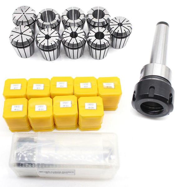 Mandrin de serrage M12 MK3 ER32 + jeu de 9 pinces de serrage 2-20 mm pour fraiseuse, en acier à ressort de haute qualité Mandrin de serrage M12 MK3 ER32 + jeu de 9 pinces de serrage 2-20 mm pour fraiseuse, en acier à ressort de haute qualité