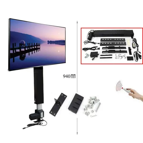 Support TV électrique réglable en hauteur 700 mm Télécommande pour téléviseur 26" à 57"
