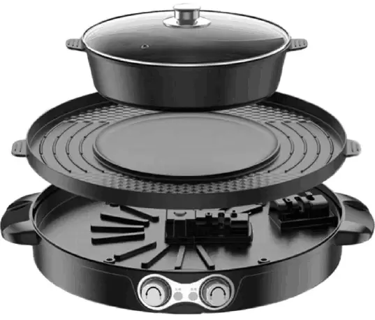 Multifunctionele elektrische koekenpan Multifunctionele elektrische grill Grote hete pot, dubbele scheiding, onafhankelijke bediening zonder rook
