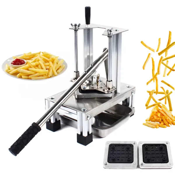 Coupe-pommes de terre, coupe-frites avec 3 lames tranchantes en acier inoxydable