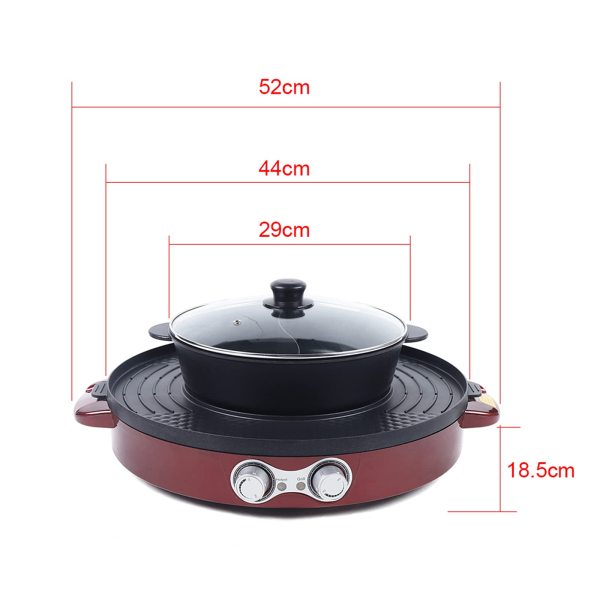 Poêle à griller électrique 2 en 1 Hot Pot multifonction - Anti-adhésive - Double casserole + barbecue Poêle à griller électrique 2 en 1 Hot Pot multifonction - Anti-adhésive - Double casserole + barbecue