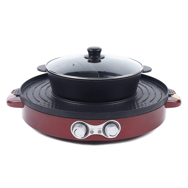 Poêle à griller électrique 2 en 1 Hot Pot multifonction - Anti-adhésive - Double casserole + barbecue Poêle à griller électrique 2 en 1 Hot Pot multifonction - Anti-adhésive - Double casserole + barbecue