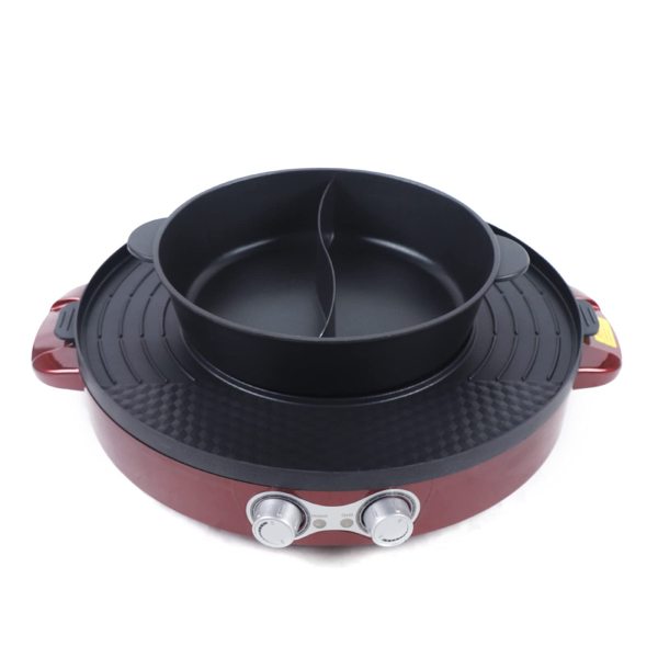 Poêle à griller électrique 2 en 1 Hot Pot multifonction - Anti-adhésive - Double casserole + barbecue Poêle à griller électrique 2 en 1 Hot Pot multifonction - Anti-adhésive - Double casserole + barbecue