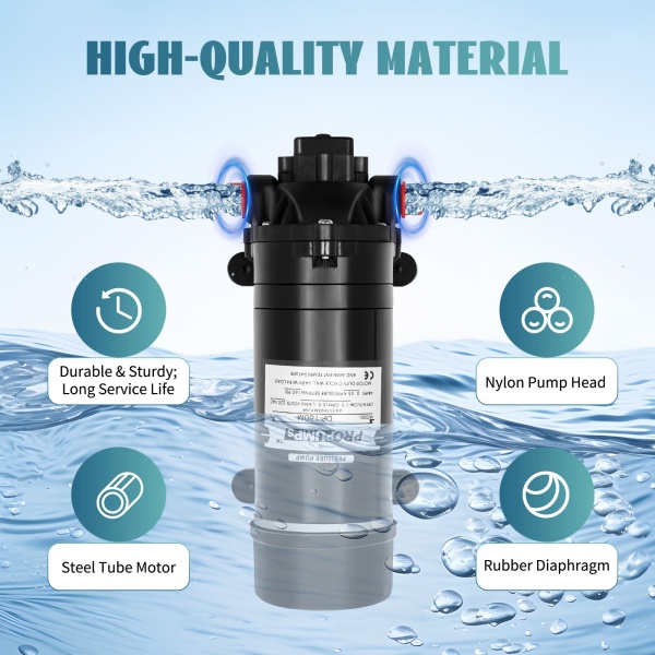 Pompe à eau auto-amorçante - 220 V - 5,5 l/min - 3 chambres - Pompe à pression de 90 PSI max pour nettoyage de l'eau, machine à filtre, DP-160M