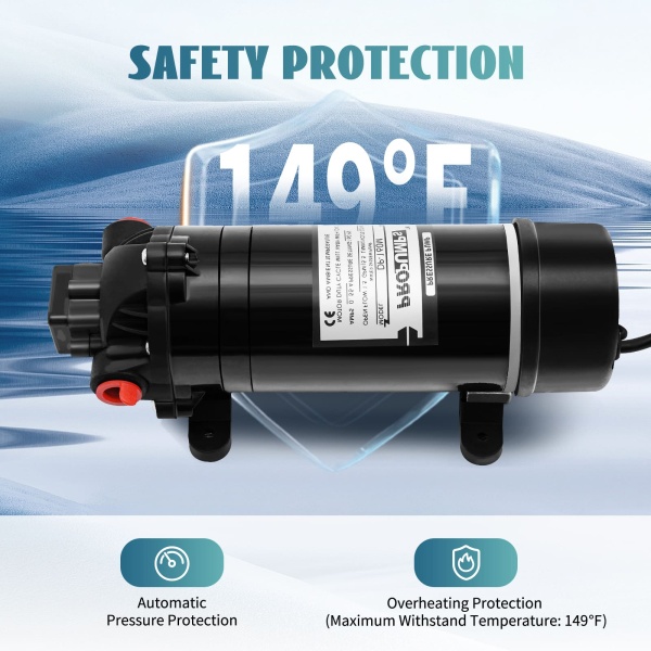 Pompe à eau auto-amorçante - 220 V - 5,5 l/min - 3 chambres - Pompe à pression de 90 PSI max pour nettoyage de l'eau, machine à filtre, DP-160M