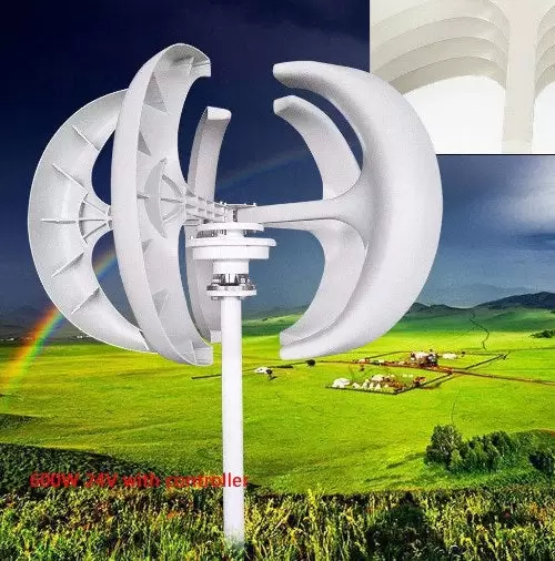 600W 24V verticale 5-bladige windturbinegenerator lantaarnas met controller
