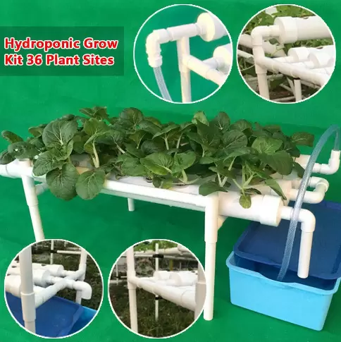 4 buizen 36 slots hydrocultuur kweeksysteem PVC U hydrocultuur kweekset wit.