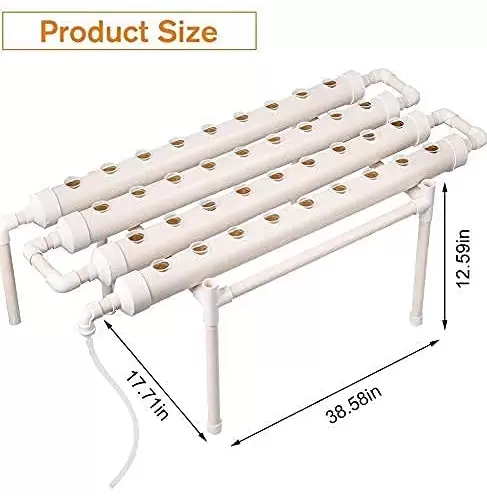 4 buizen 36 slots hydrocultuur kweeksysteem PVC U hydrocultuur kweekset wit.