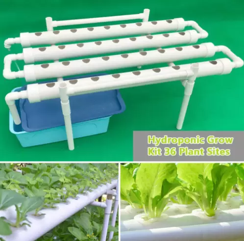 4 buizen 36 slots hydrocultuur kweeksysteem PVC U hydrocultuur kweekset wit.