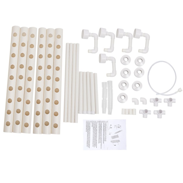 Kit de culture hydroponique - 54 trous - Tube en PVC hydroponique 6 tubes -  Système de plantes de jardin pour légumes à feuilles
