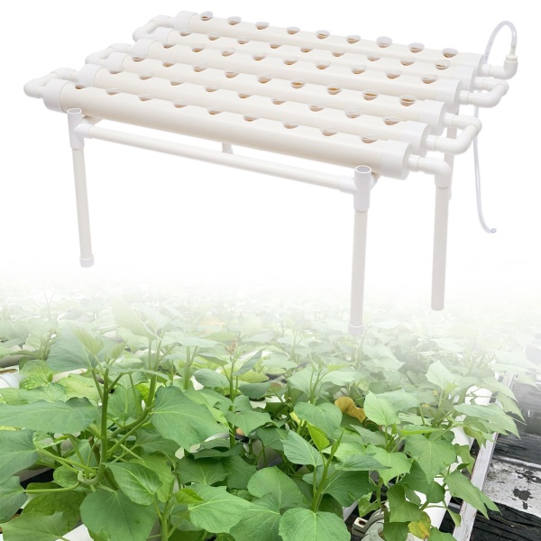 Kit de culture hydroponique - 54 trous - Tube en PVC hydroponique 6 tubes -  Système de plantes de jardin pour légumes à feuilles
