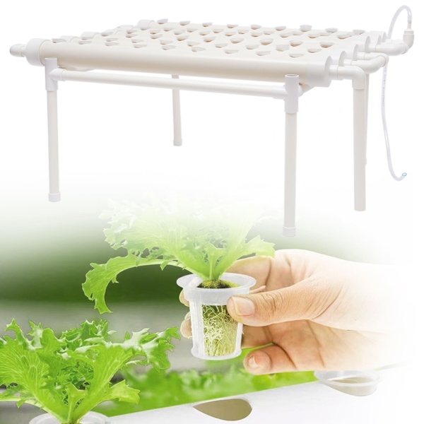 Kit de culture hydroponique - 54 trous - Tube en PVC hydroponique 6 tubes -  Système de plantes de jardin pour légumes à feuilles