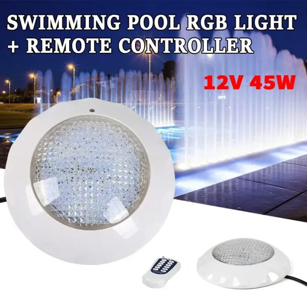 Éclairage de piscine LED submersible 45 W RVB avec télécommande étanche IP68 pour éclairage de bassin