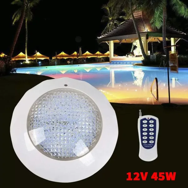 Éclairage de piscine LED submersible 45 W RVB avec télécommande étanche IP68 pour éclairage de bassin