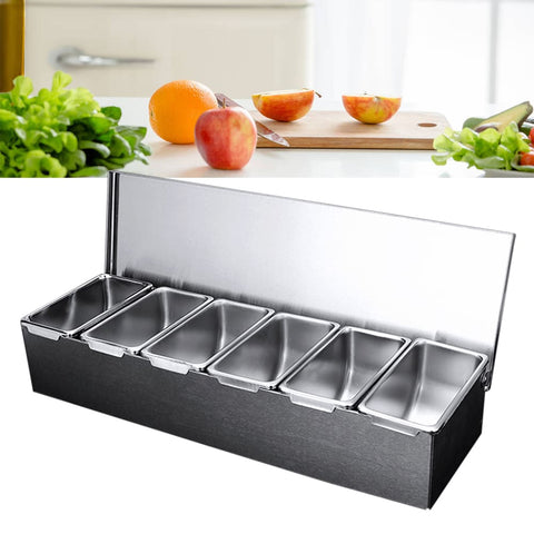 Lot de 6 boîtes à épices en acier inoxydable avec couvercles