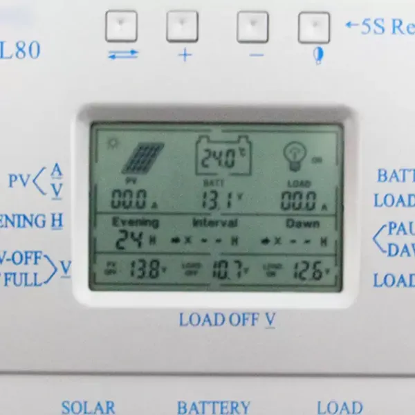 Régulateur de charge solaire 80 A - 12 V/24 V