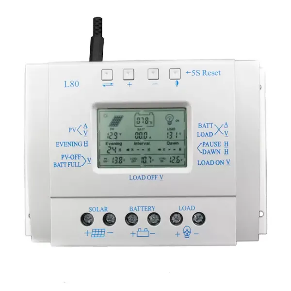 Régulateur de charge solaire 80 A - 12 V/24 V