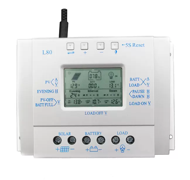 Régulateur de charge solaire 80 A - 12 V/24 V