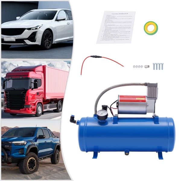 Compresseurs mobiles Air Horn Kit 6L avec 100 PSI 12v Compresseur d’air Horn Modified Air Pump