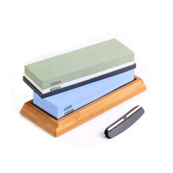Set de pierres à aiguiser double face pour couteaux de cuisine, pierre à aiguiser rectangulaire à 4 côtés Set de pierres à aiguiser double face pour couteaux de cuisine, pierre à aiguiser rectangulaire à 4 côtés