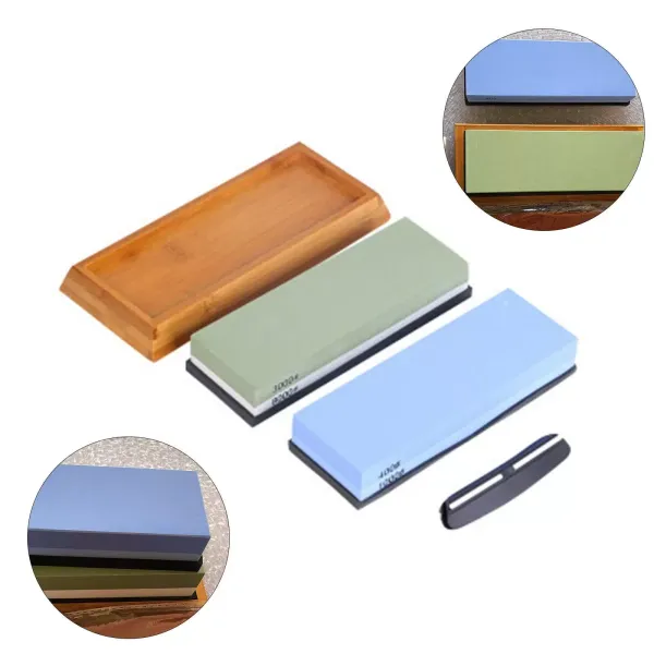 Set de pierres à aiguiser double face pour couteaux de cuisine, pierre à aiguiser rectangulaire à 4 côtés