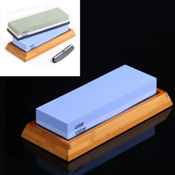 Set de pierres à aiguiser double face pour couteaux de cuisine, pierre à aiguiser rectangulaire à 4 côtés Set de pierres à aiguiser double face pour couteaux de cuisine, pierre à aiguiser rectangulaire à 4 côtés