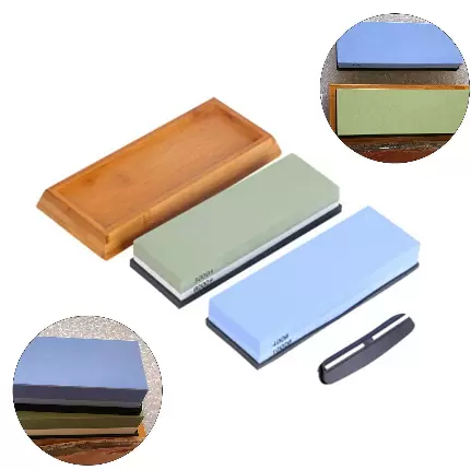 Set de pierres à aiguiser double face pour couteaux de cuisine, pierre à aiguiser rectangulaire à 4 côtés