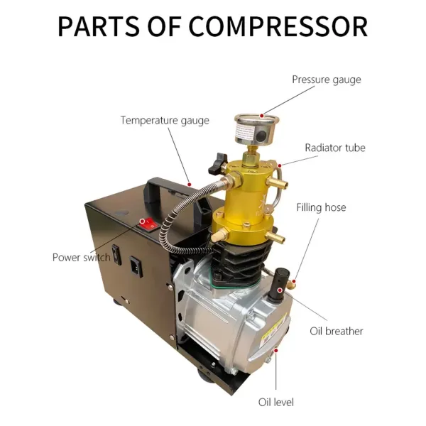 Pompe à air électrique 1800 W 30 MPA 220 V 4500 PSI Pompe à air haute pression