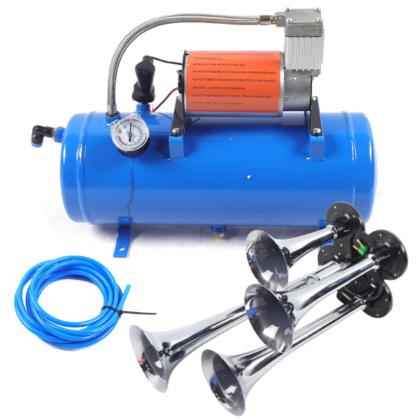 Kit de cheminée d'air portable avec compresseur d'air 150 PSI 12 V et 4 trumpet Train Air Kit Compresseur d'air avec réservoir de 6 litres