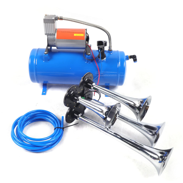 Kit de cheminée d'air portable avec compresseur d'air 150 PSI 12 V et 4 trumpet Train Air Kit Compresseur d'air avec réservoir de 6 litres