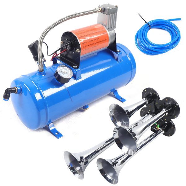 CNCEST Kit corne d'air 6 litres avec 150 PSI 12v 6L compresseur d'air Compressor 4 Trompe
