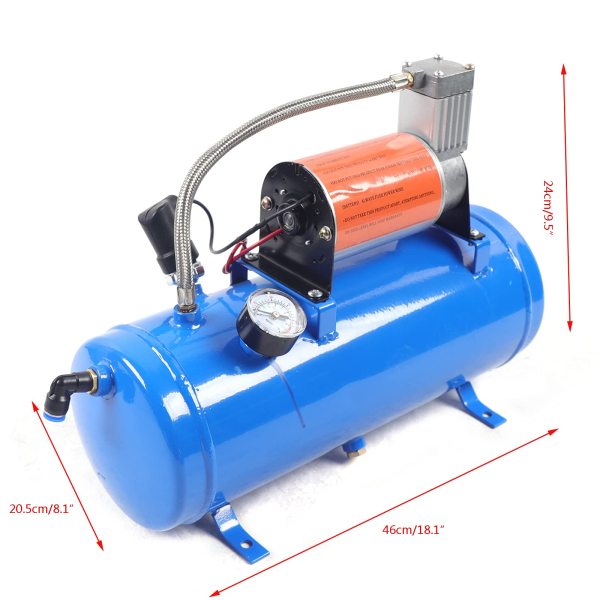CNCEST Kit corne d'air 6 litres avec 150 PSI 12v 6L compresseur d'air Compressor 4 Trompe