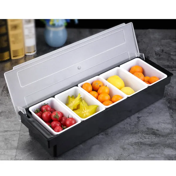 Distributeur de condiments avec compartiments, 5 treillis, pour le stockage et la conservation des fruits, légumes, épices, 50*15*10cm