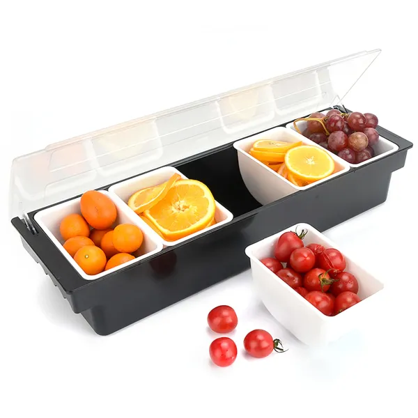 Distributeur de condiments avec compartiments, 5 treillis, pour le stockage et la conservation des fruits, légumes, épices, 50*15*10cm