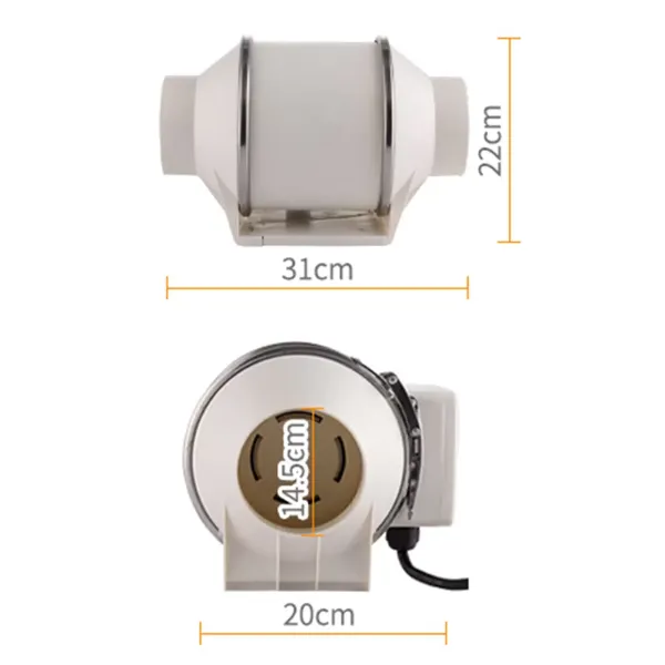 HF-200P Ventilateur tubulaire avec roulement à billes 220 V