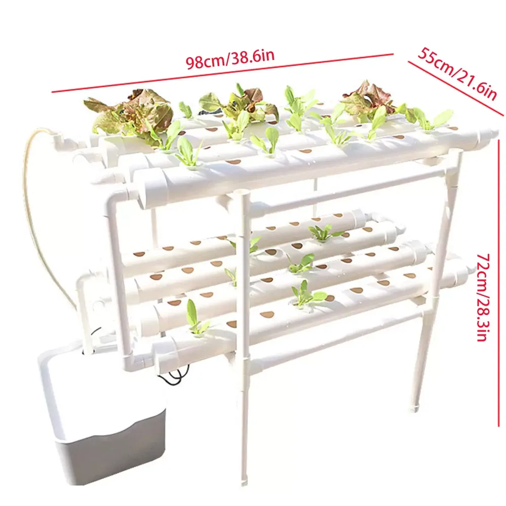 Kit de culture hydroponique 2 couches pour balcon, hydroponique, tuyau en PVC hydroponique avec pompe à eau