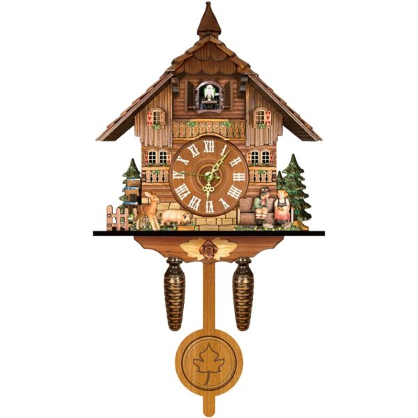 Horloge Coucou Murale en Bois, Horloge Coucou Vintage Artisanale, Horloge Coucou Traditionnelle pour Salon Bureau café Restaurant
