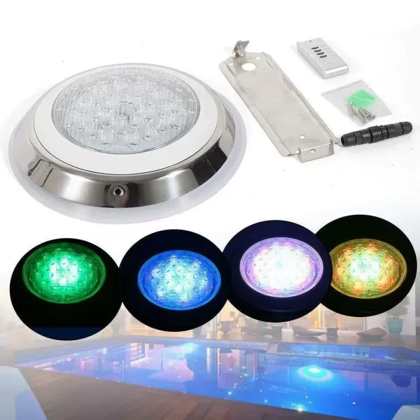 Lampe de Piscine 54 W Lumière LED RVB Étanche IP68 Éclairage sous-Marin en Acier Inoxydable avec Télécommande
