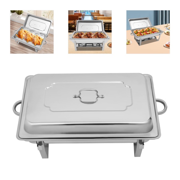 Poêle Chafing Dish - En acier inoxydable - Design élégant et cadre durable - Facile à ranger et à nettoyer (four à micro-ondes pliable)