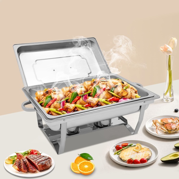 Poêle Chafing Dish - En acier inoxydable - Design élégant et cadre durable - Facile à ranger et à nettoyer (four à micro-ondes pliable)