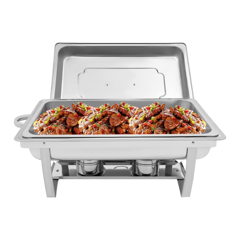 Poêle Chafing Dish - En acier inoxydable - Design élégant et cadre durable - Facile à ranger et à nettoyer (four à micro-ondes pliable)