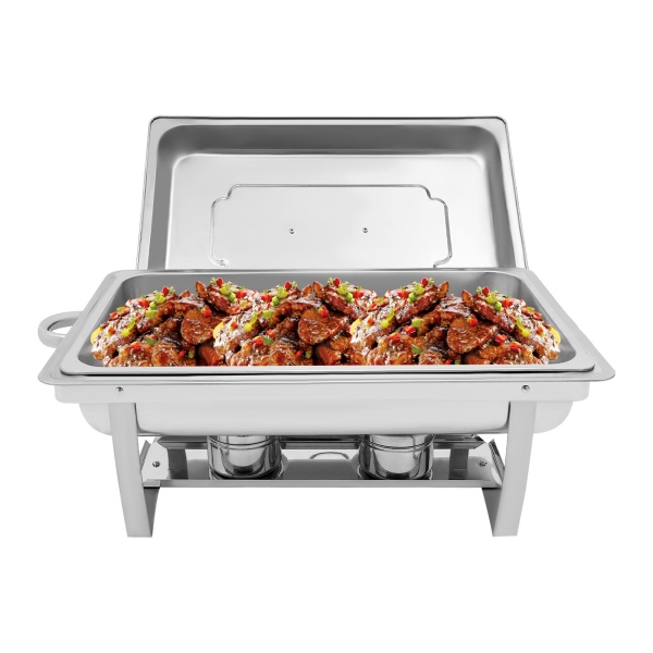 Poêle Chafing Dish - En acier inoxydable - Design élégant et cadre durable - Facile à ranger et à nettoyer (four à micro-ondes pliable)