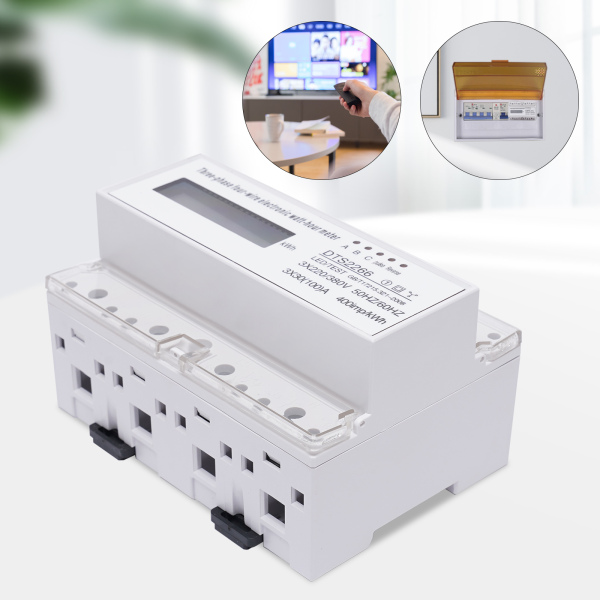 Compteur d'électricité numérique triphasé sur rail DIN, compteur d'énergie LCD triphasé à 4 fils, compteur intermédiaire