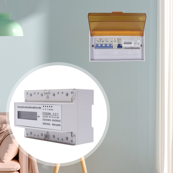 Compteur d'électricité numérique triphasé sur rail DIN, compteur d'énergie LCD triphasé à 4 fils, compteur intermédiaire Compteur d'électricité numérique triphasé sur rail DIN, compteur d'énergie LCD triphasé à 4 fils, compteur intermédiaire