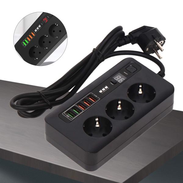 2M Multiprise de Voyage Multiprise avec 3 Prises et 5 USB Multiprise Arrêt Automatique Port USB et Chargeur USB 2M Multiprise de Voyage Multiprise avec 3 Prises et 5 USB Multiprise Arrêt Automatique Port USB et Chargeur USB