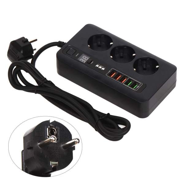 2M Multiprise de Voyage Multiprise avec 3 Prises et 5 USB Multiprise Arrêt Automatique Port USB et Chargeur USB